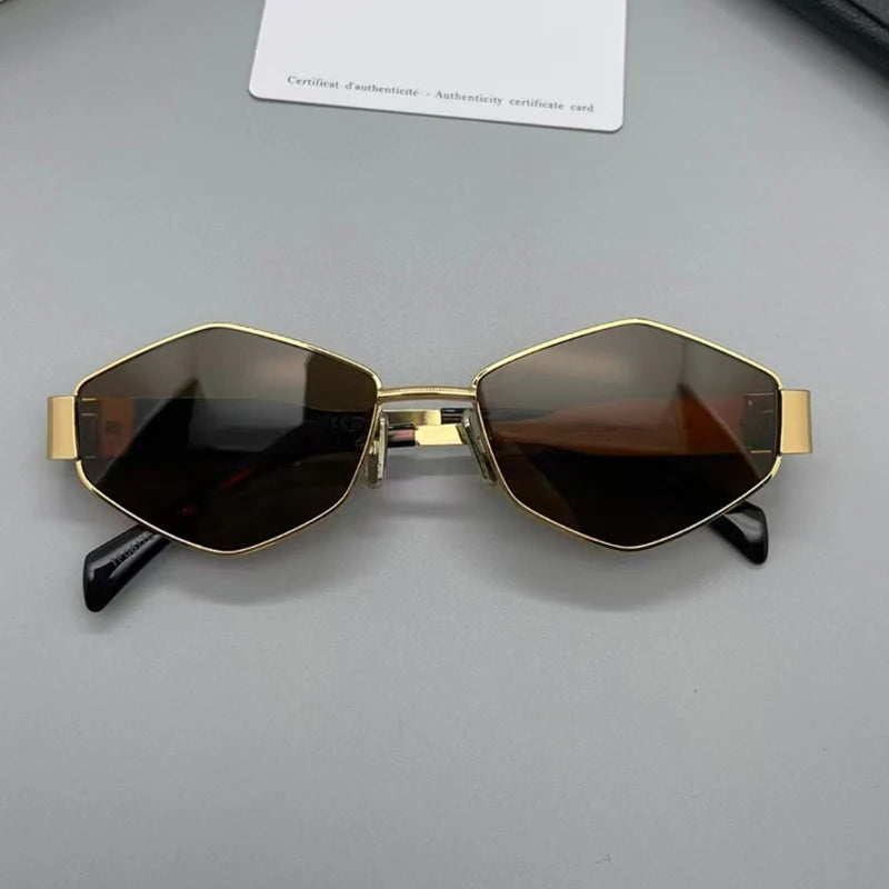 Vintage Sonnenbrille im Polygon-Stil – Retro-Design für Damen & Herren