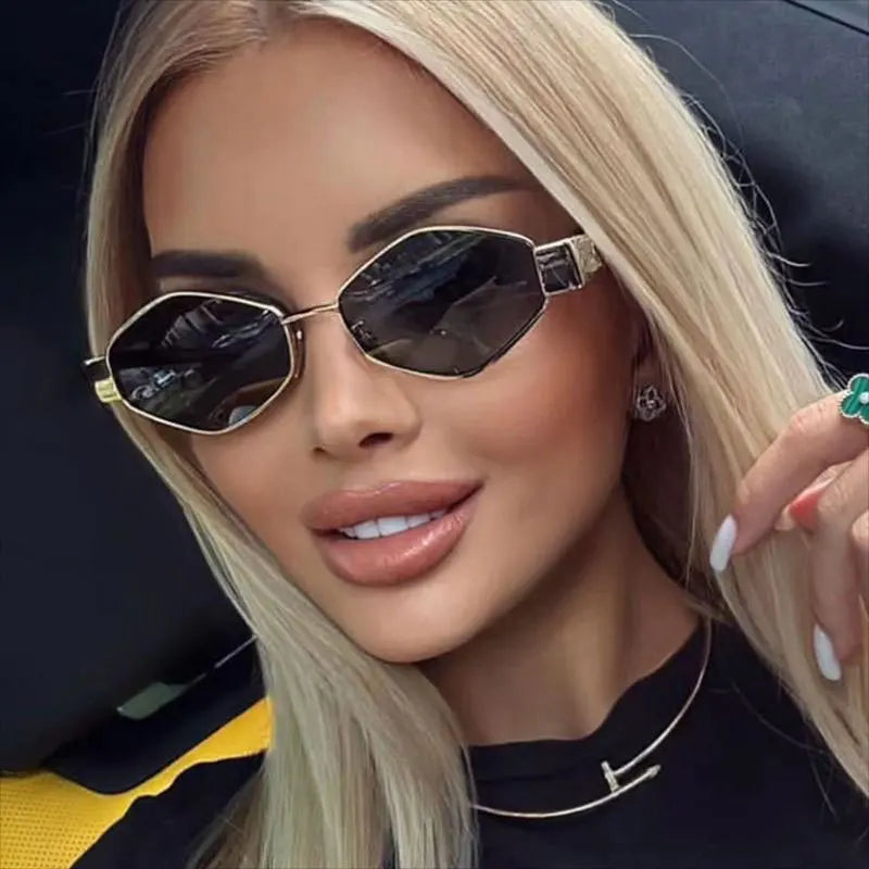 Vintage Sonnenbrille im Polygon-Stil – Retro-Design für Damen & Herren